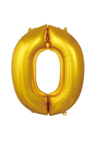 Parti Dükkanı 16 Inch 36 cm Gold 0 Number Foil Balloon Birthday Age Balloon P...