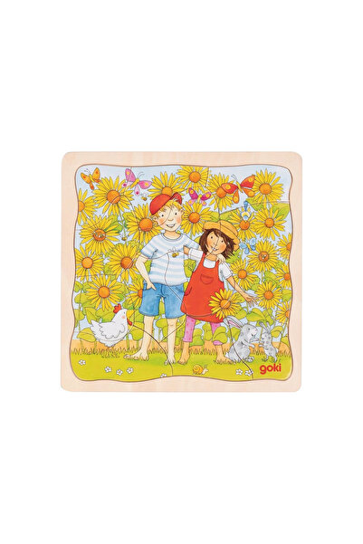 Goki Puzzle din lemn Câmp de floarea-soarelui