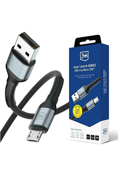 3MK Κανονικό καλώδιο USB 2.0 σε Micro USB, Μαύρο, 3μ, 1 τεμάχιο