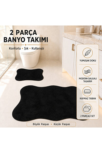 2’li Banyo Paspası Halısı Seti Kaymaz Tabanlı Yıkanabilir Klozet Takımı