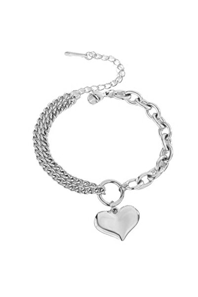 REDz Accessories Heart Bracelet, Fashion, for Women, Metal Links, Silver