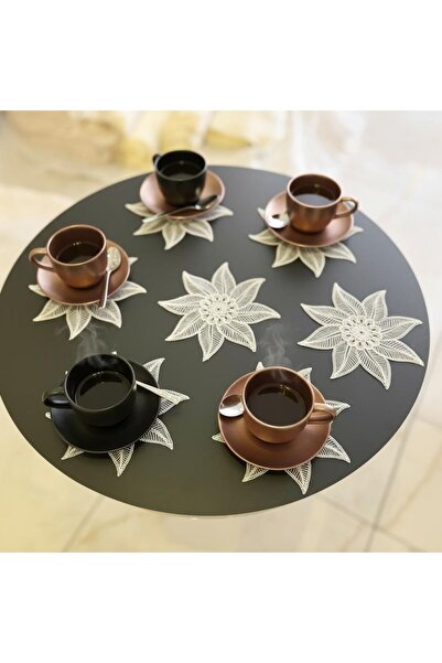 Ceki Home 6-Piece Lace Coffee Presentation Set 15X15 cm Assorted Patterned Co...