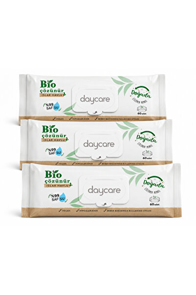 Daycare Biodegradable Wet Towel 99% Pure Water 60 Sheets X3 (180 Sheets) Suit...