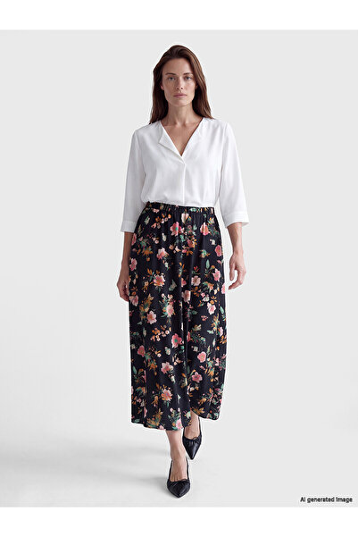 LC Waikiki Trendlucky Floral Flared Skirt with Elastic Waist and Contrast