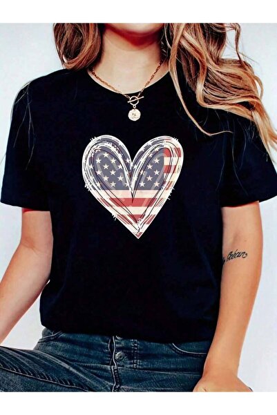 23ERVA Letter Print Casual Short Sleeve T-Shirt Daily Versatile Graphic Tee S...