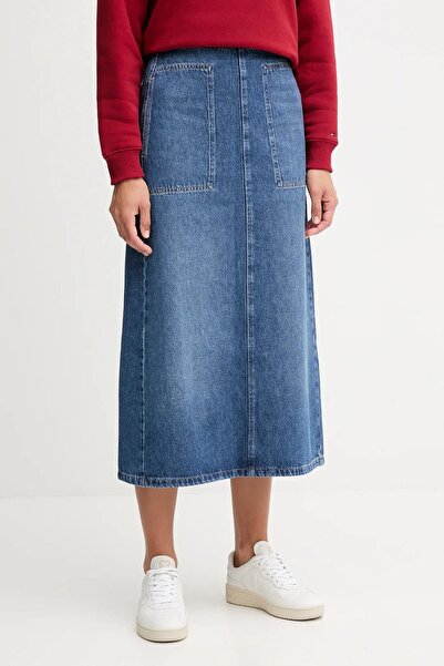 Tommy Hilfiger Th Ww0ww46737 Dnm Flo Long Mıdı Kadın Etek
