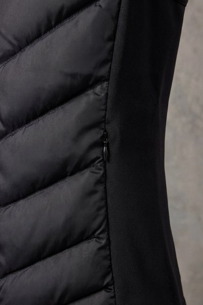 COMEOR Black Quilted Sleeveless Slim Fit Mock Neck Zippered Pocket Women’s Puffer Vest