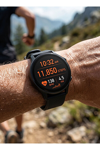 AOLON ساعة ذكية GTR2 2024 سوداء بشاشة AMOLED مقاس 1.43 بوصة عالية الدقة مع مي...
