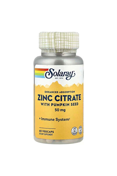 Solaray Zinc Citrate with Pumpkin Seed Immune System 60 Vegcaps