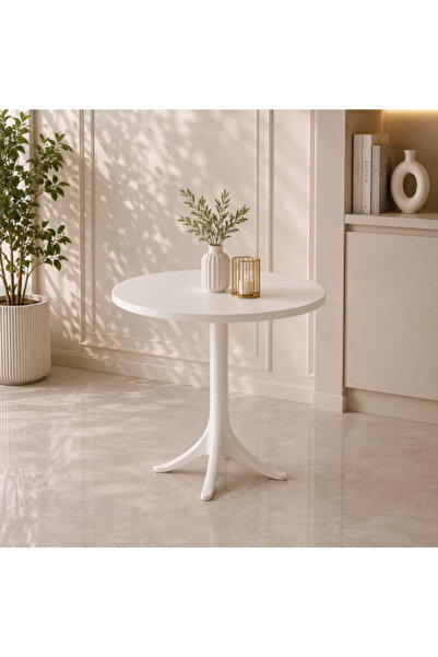 on home طاولة مقهى مستديرة PT-01 باللون الأبيض - تصميم عصري وأنيق