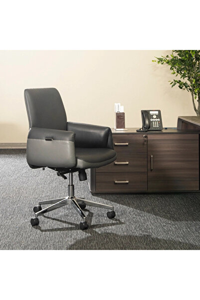 Midas Furniture كرسي مكتب تريسير متوسط الارتفاع أسود اللون