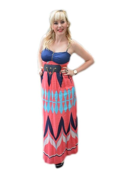 OEM Rochie rafinata de tineret, model lung cu imprimeu multicolor