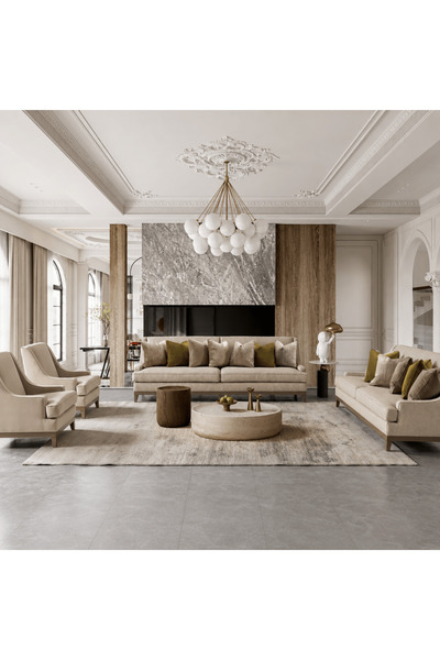 Roots Furniture طقم غرفة معيشة أنيق من نوه البابتين