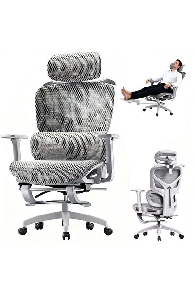 Timebox Scaun de birou ergonomic cu tetieră din plasă, brațe 4D, suport lomba...