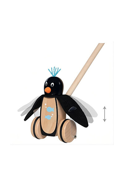 Goki Jucărie de împins din lemn Pinguin Pablo
