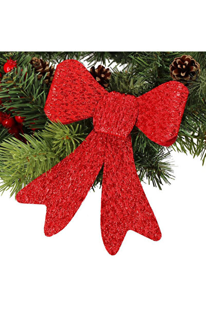 Luna Bite , Set 2 ornamente pentru bradul de Craciun, fundita, 18cm, rosu