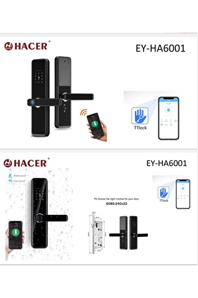 Hacer Ey-Ha6001 Smart Fingerprint Door Lock with Mobile Control - Waterproof ...