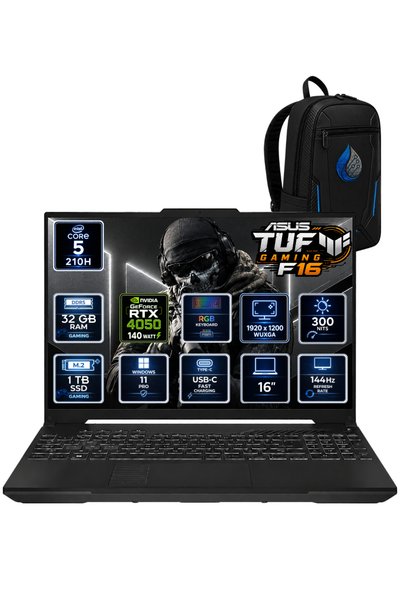 ASUS TUF Gaming F16 Intel Core 5 210H 32 GB DDR5 1 TB SSD RTX 4050 6GB 16'' W...