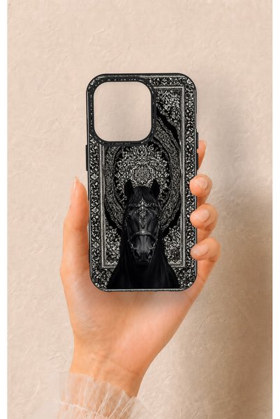 Vip Case iPhone 14 Pro Compatible Ethnic Horse Figure Patterned Silicone Case