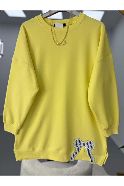 modasindoma Ribbon Embroidered Hijab Tunic Yellow