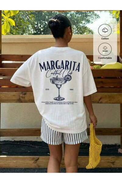 45 BPM Summer Release Striped Slogan Graphic Oversized T-Shirt, Casual Minima...