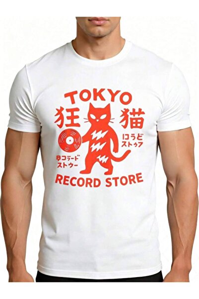 KYMC07 Casual Streetwear Style Men's T-Shirt Tokyo Crazy Record Store Graphic...