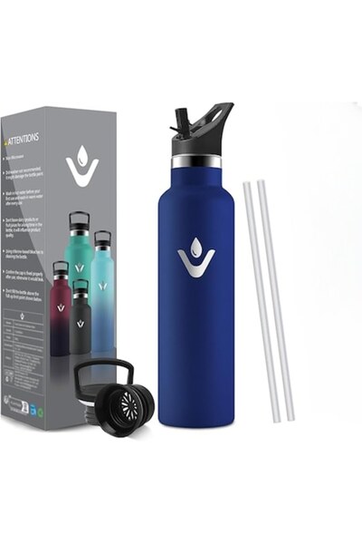 HoneyHolly Termos de 500 ml, din oțel inoxidabil, 2 capace interschimbabile, ...