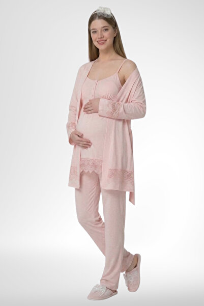 EM&FA TEKSTİL Pajama Set with Adjustable Waist and Nursing Feature, Cotton Ma...