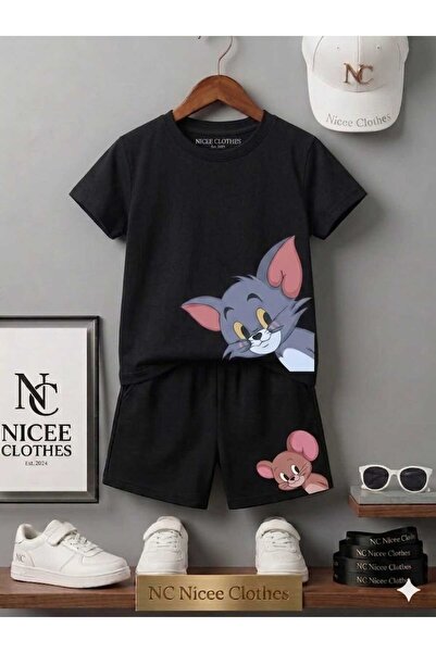 Leto Lykia Summer Children's T-Shirt Shorts Unisex (Tom and Jery Looking in t...