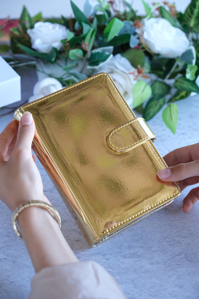 Mint Design Altın Aynalı Birikim Ajandası - Bütçe Planlayıcı Cüzdan - Gümüş M...