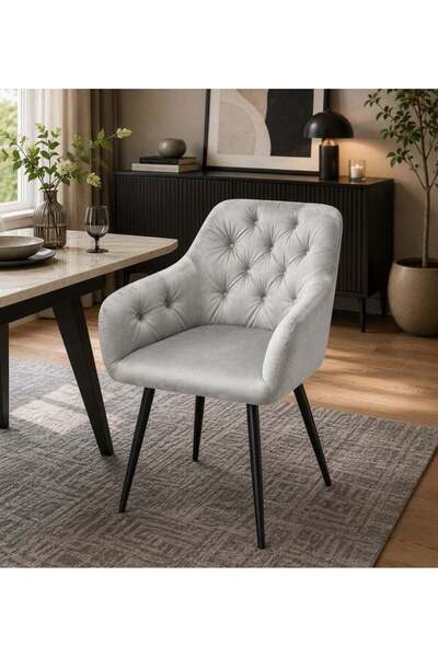 N.zone Luxury Dining Chair Upholstered in Elegant Pleated Details and Comfort...
