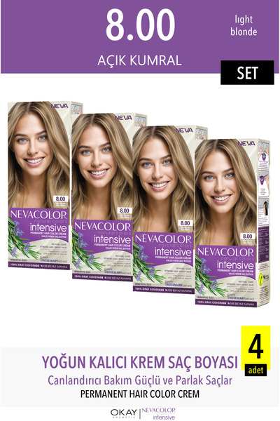 Neva Color Natural Colors INTENSIVE 8.00 AÇIK KUMRAL set (4 ADET)