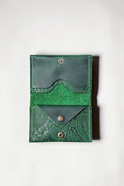 MAT Deri Genuine Leather Card Holder with Shawl Pattern, Minimal Size, Men's ...