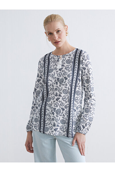 LC Waikiki Original Tie-Neck Floral Blouse