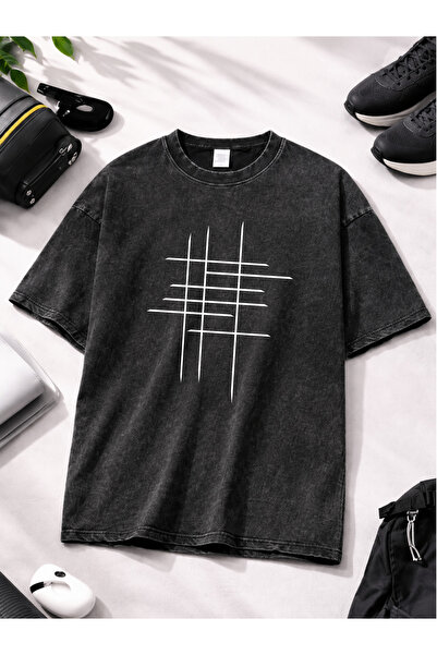 HOFFNUNG Unisex Oversize Vintage Washed Street Style Μόδα του δρόμου Βαμβακερ...
