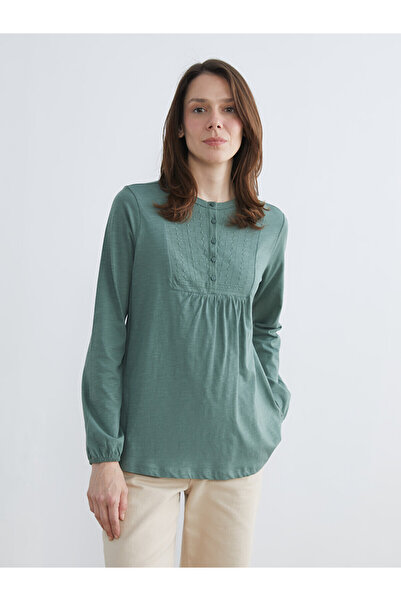 LC Waikiki Original Oval Collar Embroidered Blouse