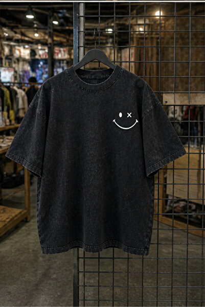 HOFFNUNG Unisex Oversize Vintage Washed Street Style Μόδα του δρόμου Βαμβακερ...