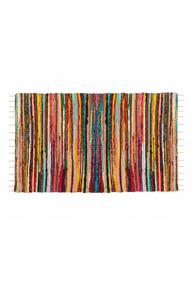 Generic Brand Covoraș decorativ țesut din bumbac, multicolor, cu franjuri, 12...