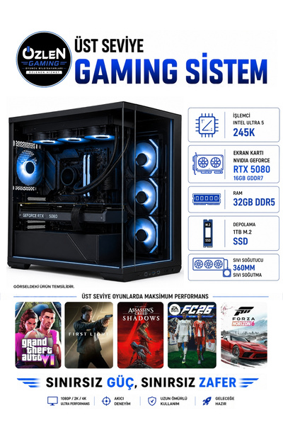 ÖZLEN XXL13 ULTRA 5 245K RTX 5080 16GB 32GB DDR5 RAM 1TB M.2 SSD Üst Seviye O...