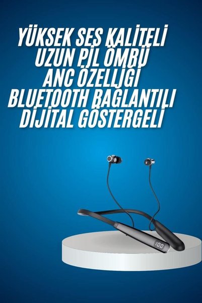 FAROUKİ Bluetooth Kulaklık Şarj Göstergeli 100 Saat Şarj Kapasiteli Sporcu Kulaklık