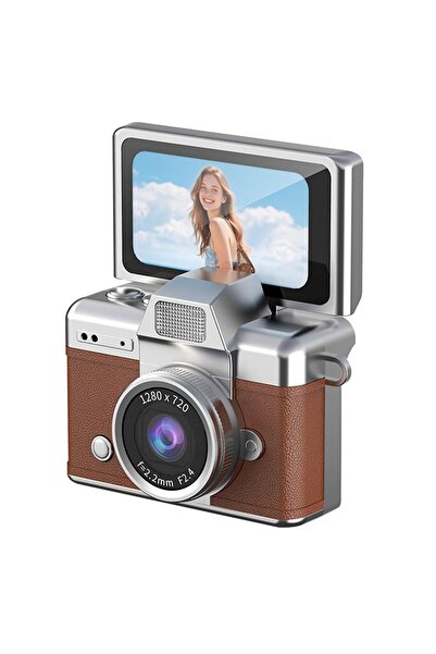 Mi7a Mini Retro Vlog Kamera Dönebilir Ekranlı Dijital Fotoğraf Makinesi Flaşlı