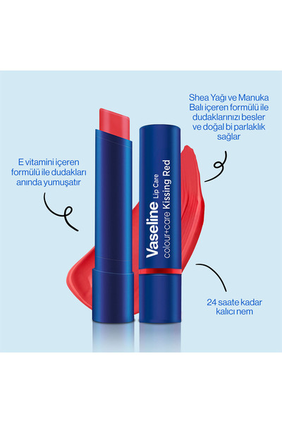 Vaseline Colour Care Renkli Dudak Bakım Kremi Kissing Red 3 gr