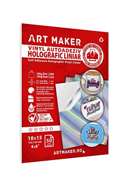 Art Maker Γραμμικό Ολογραφικό Αυτοκόλλητο Βινύλιο, 10x15, 50 φύλλα