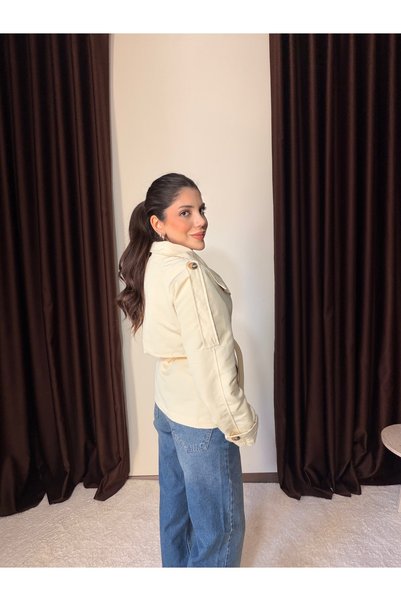 LOISY معطف نسائي بياقة عالية وأزرار وحزام