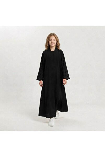 HAWRAA ABAYA عباية بناتية لف سوداء مع كم بكلفة انيقة