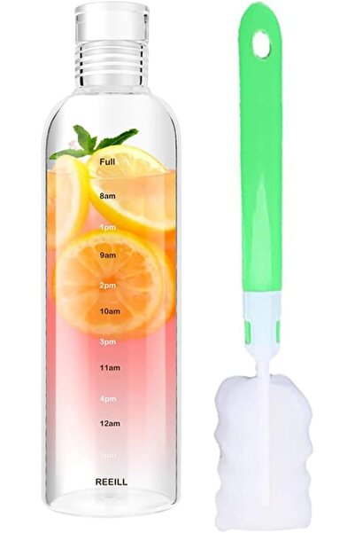 Generic Water Bottles with Time Marker Reusable Clear Glass Drinking Bottles ...