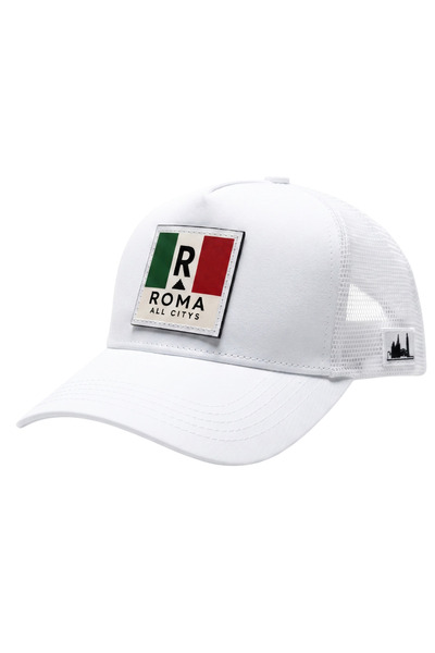 All citys Rome Flag Patch Detailed Mesh Trucker Baseball Cap