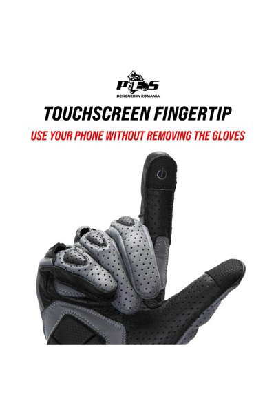 Pes Holding Mănuși Moto din Piele Perforată PES Asphalt Air pentru Vară, 1KP, Touchscreen și Protecții TPU