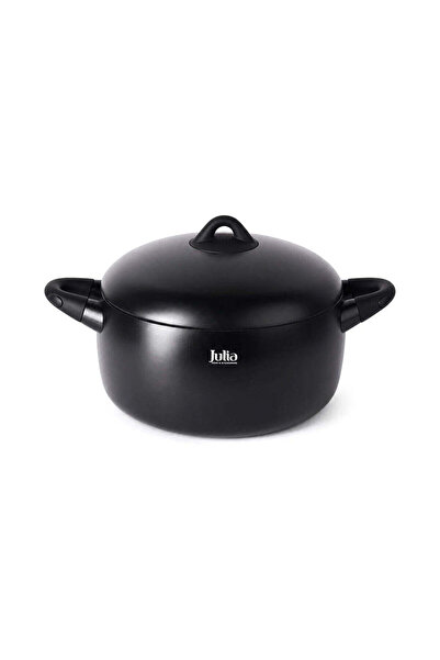 Julia Black Tec Casserole 28 cm with Lid - Black - Titanium Non-Stick
