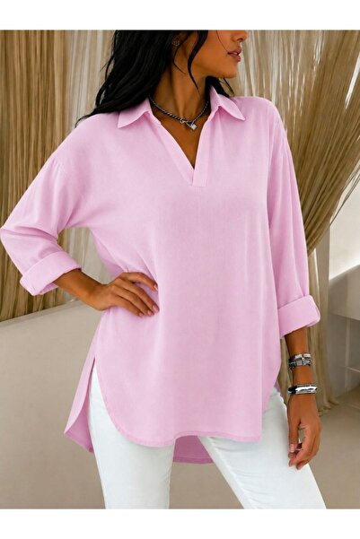 Veraura Lifestyle Women's three-quarter sleeve collared casual shirt
